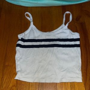 Small white and blue striped crop top tank top